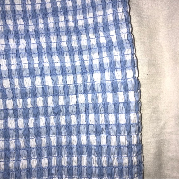 blue plaid smocked tube top - Picture 5 of 6